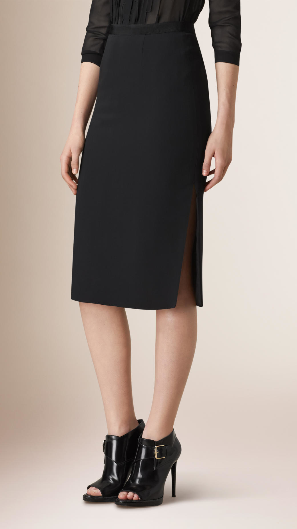 Lyst Burberry Aline Silk Skirt in Black