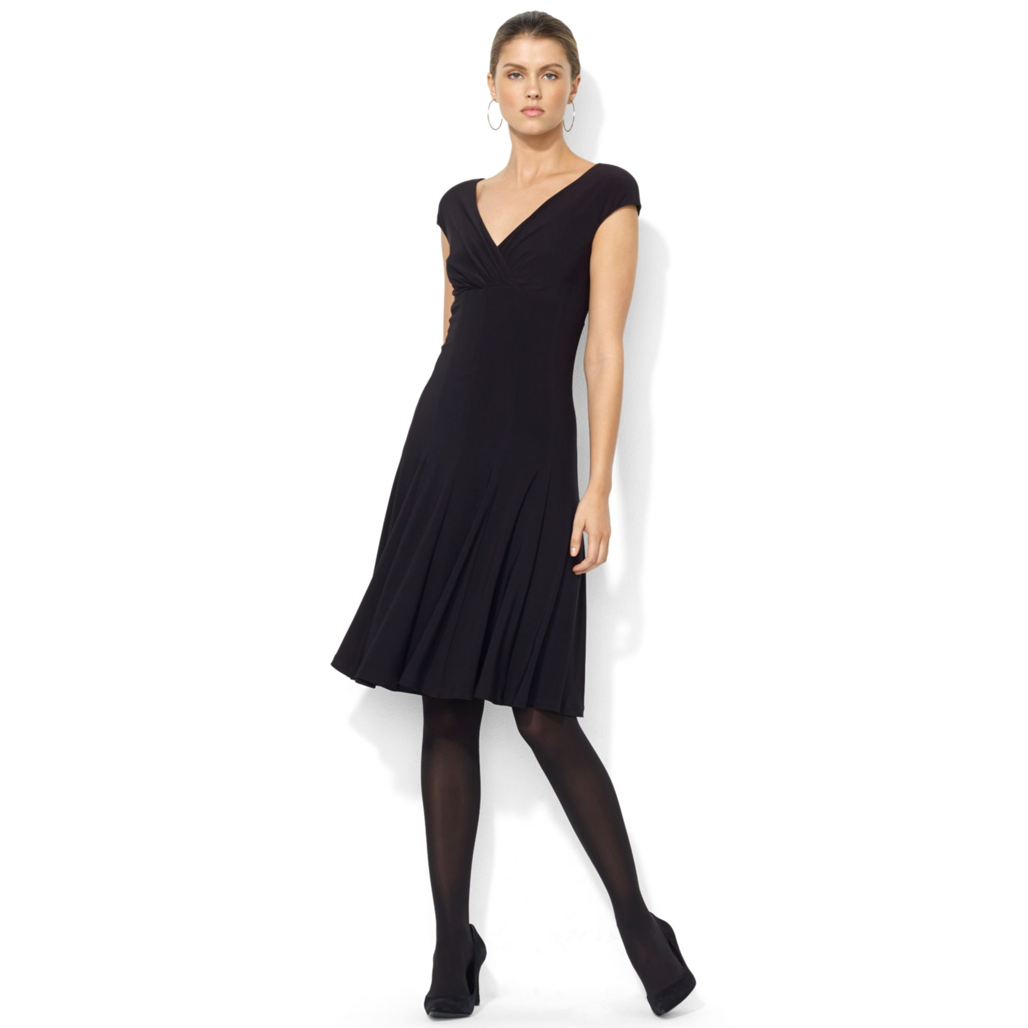 Lyst Lauren By Ralph Pee V Neck A Line Dress In Black Gallery
