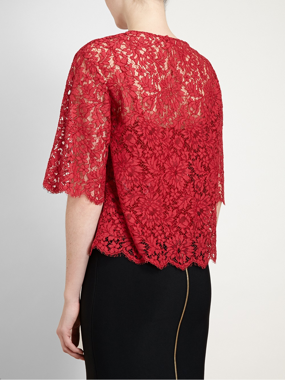 Dolce & gabbana Floral Lace Top in Red | Lyst