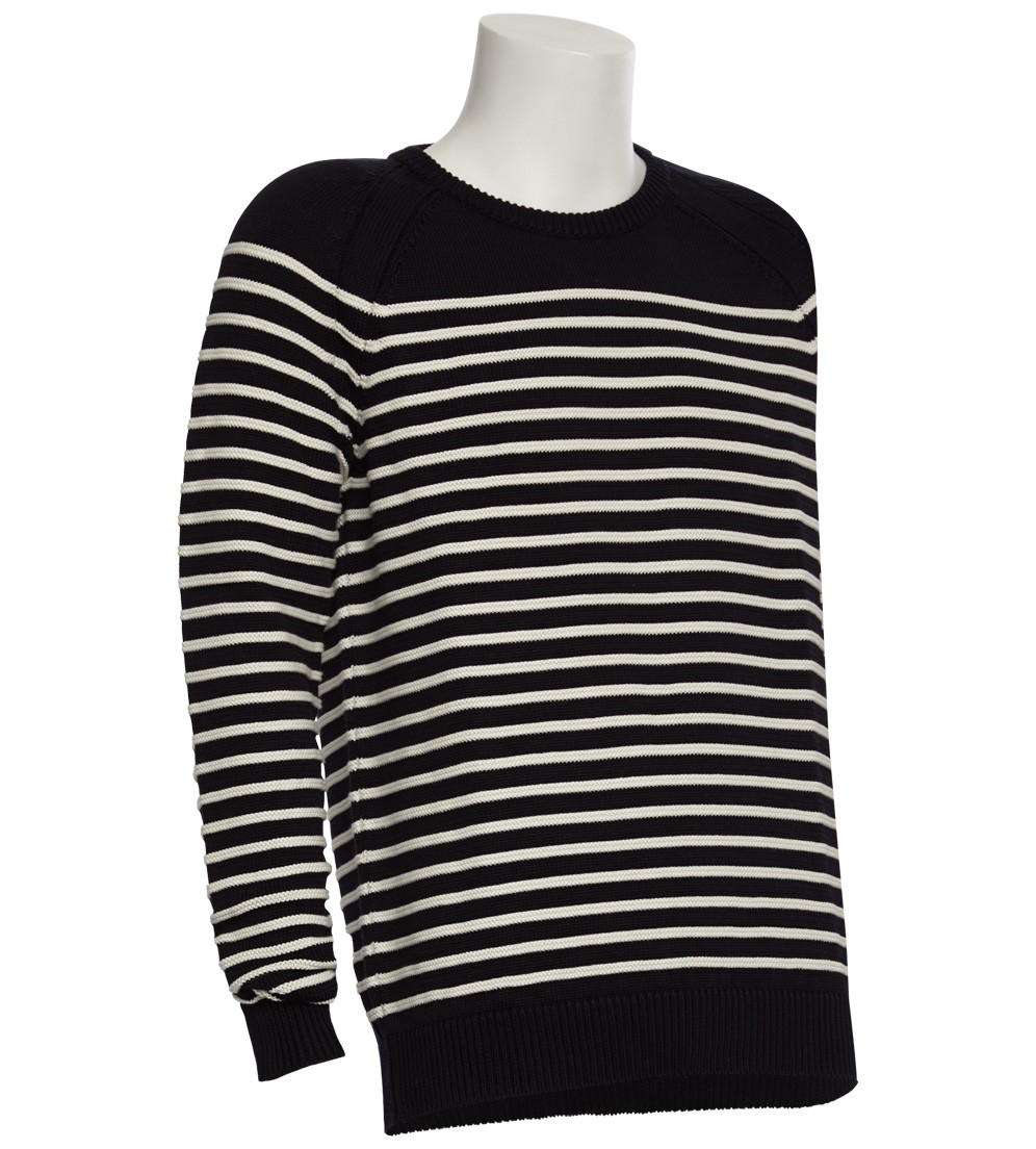 Exemplaire Mariniere 3d Knit Striped Sweater in Black for Men | Lyst