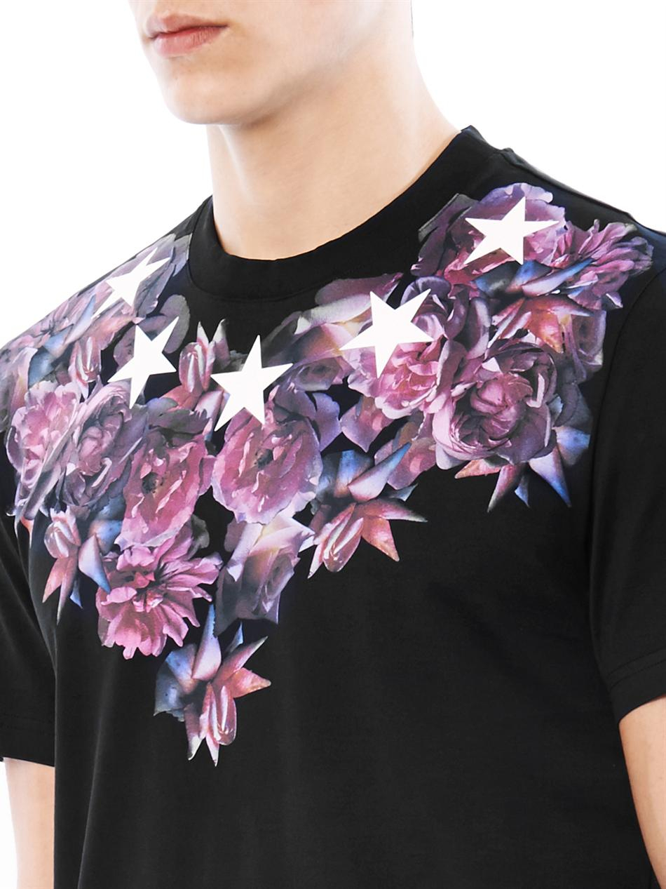 Van God barst Siësta Givenchy Rose and Starsprint Cotton Tshirt in Black for Men | Lyst