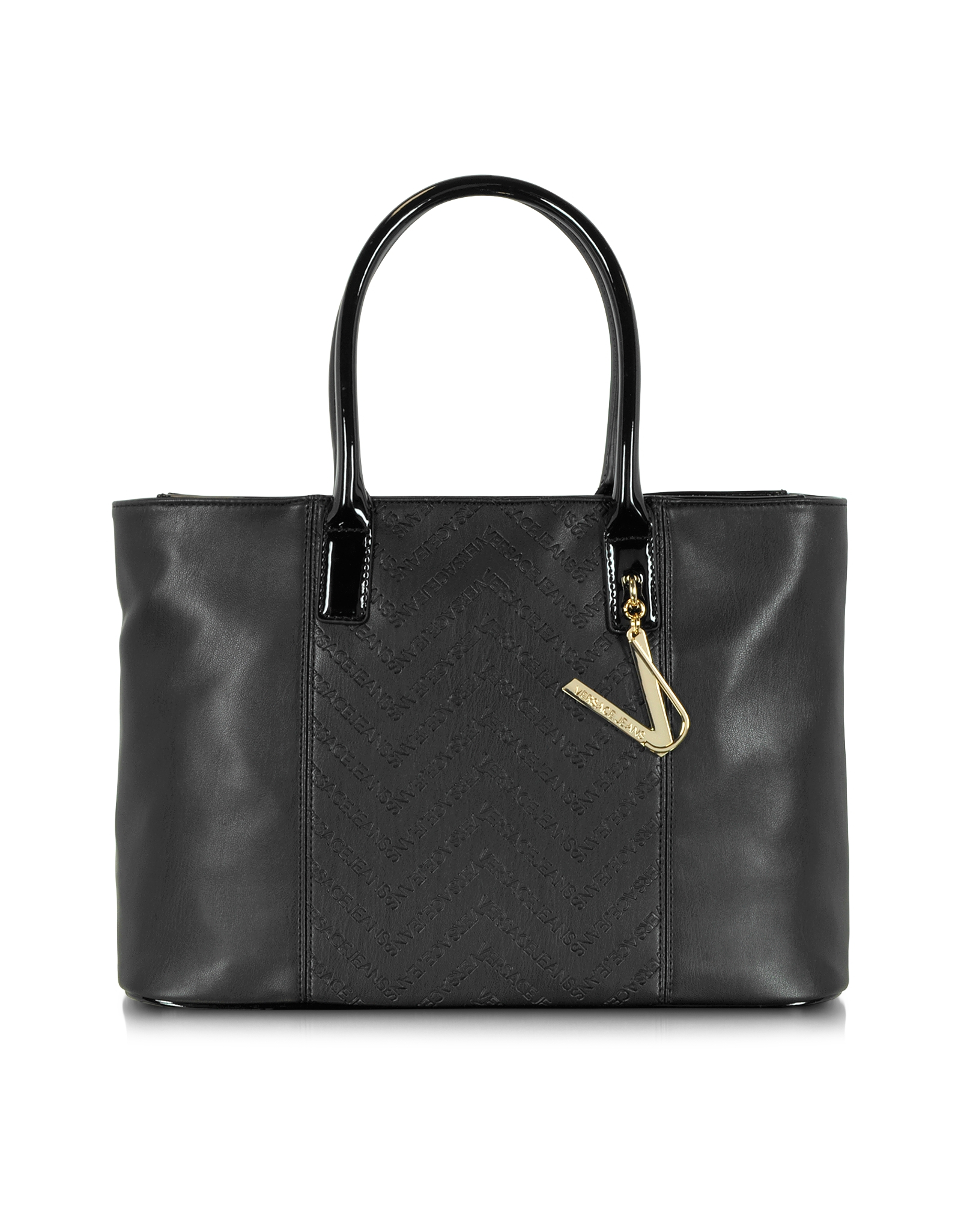 Versace jeans Black Eco Leather Tote in Black Lyst