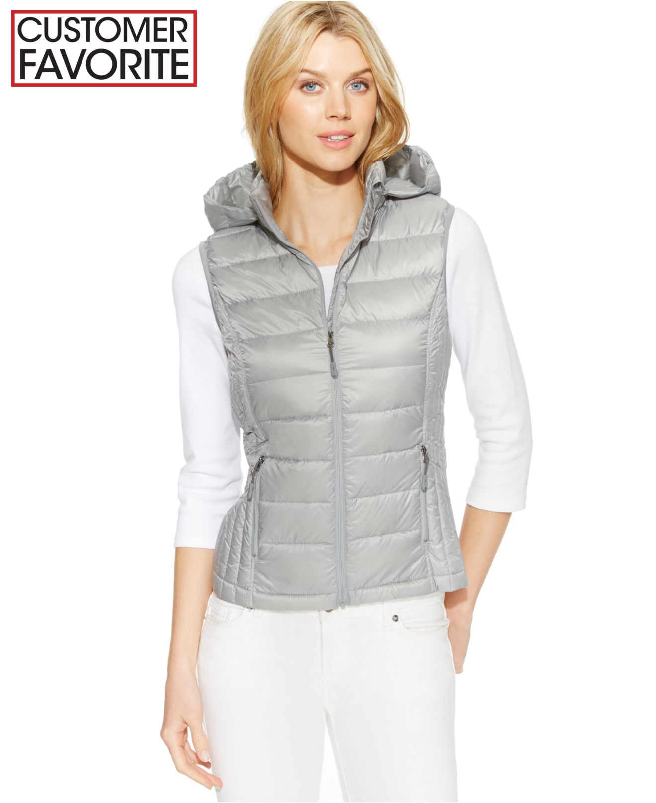 Lyst - 32 Degrees Hooded Packable Down Vest in Gray