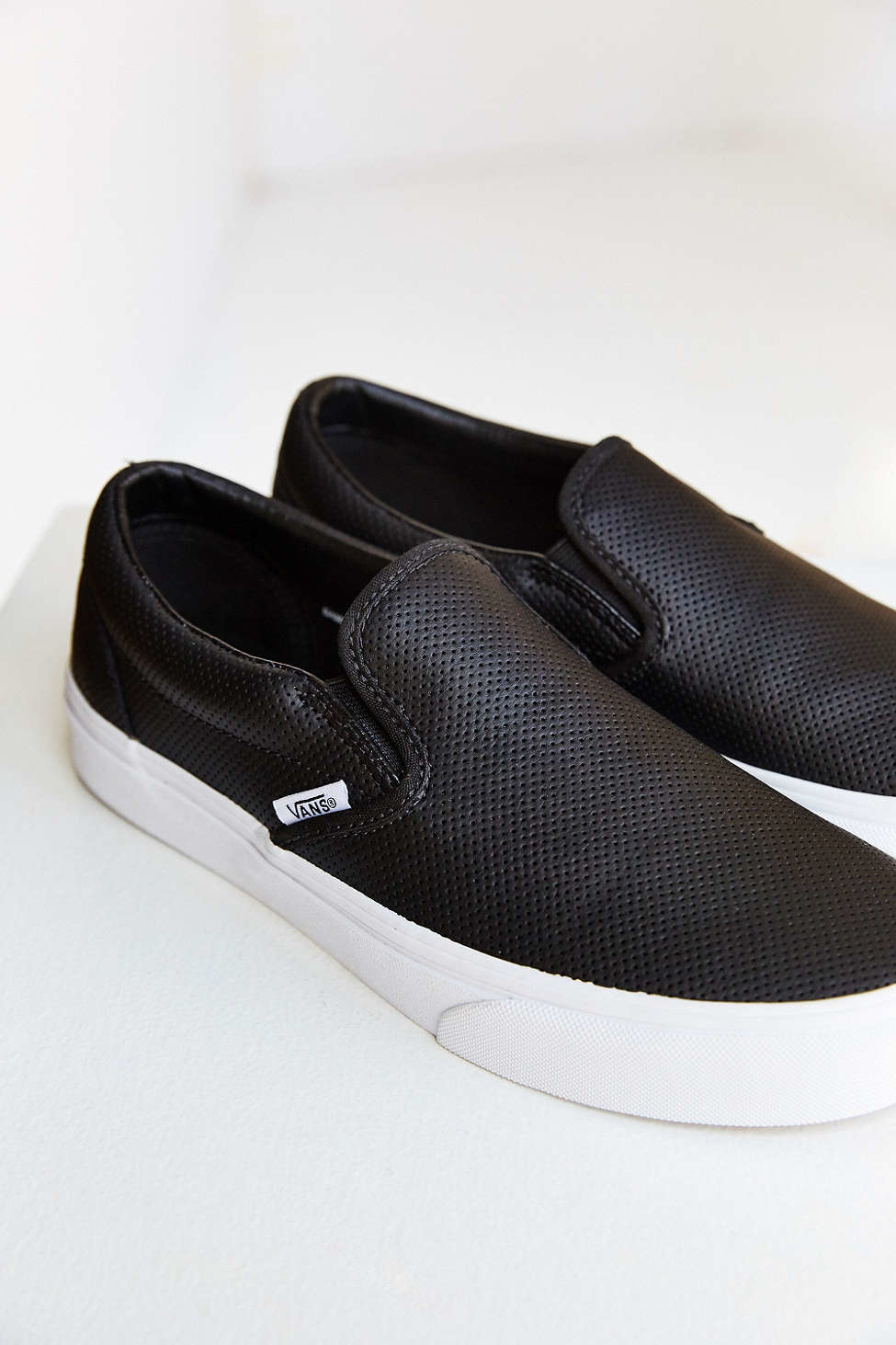 Lyst - Vans Perforated Leather Slip-on Sneaker in Black