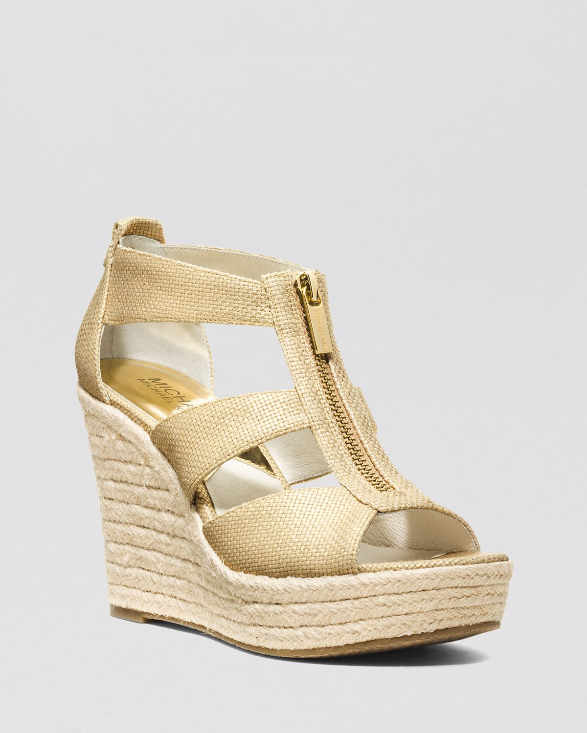 Michael Kors Gold Wedge Sandals Store, 56% OFF | www.sushithaionline.com