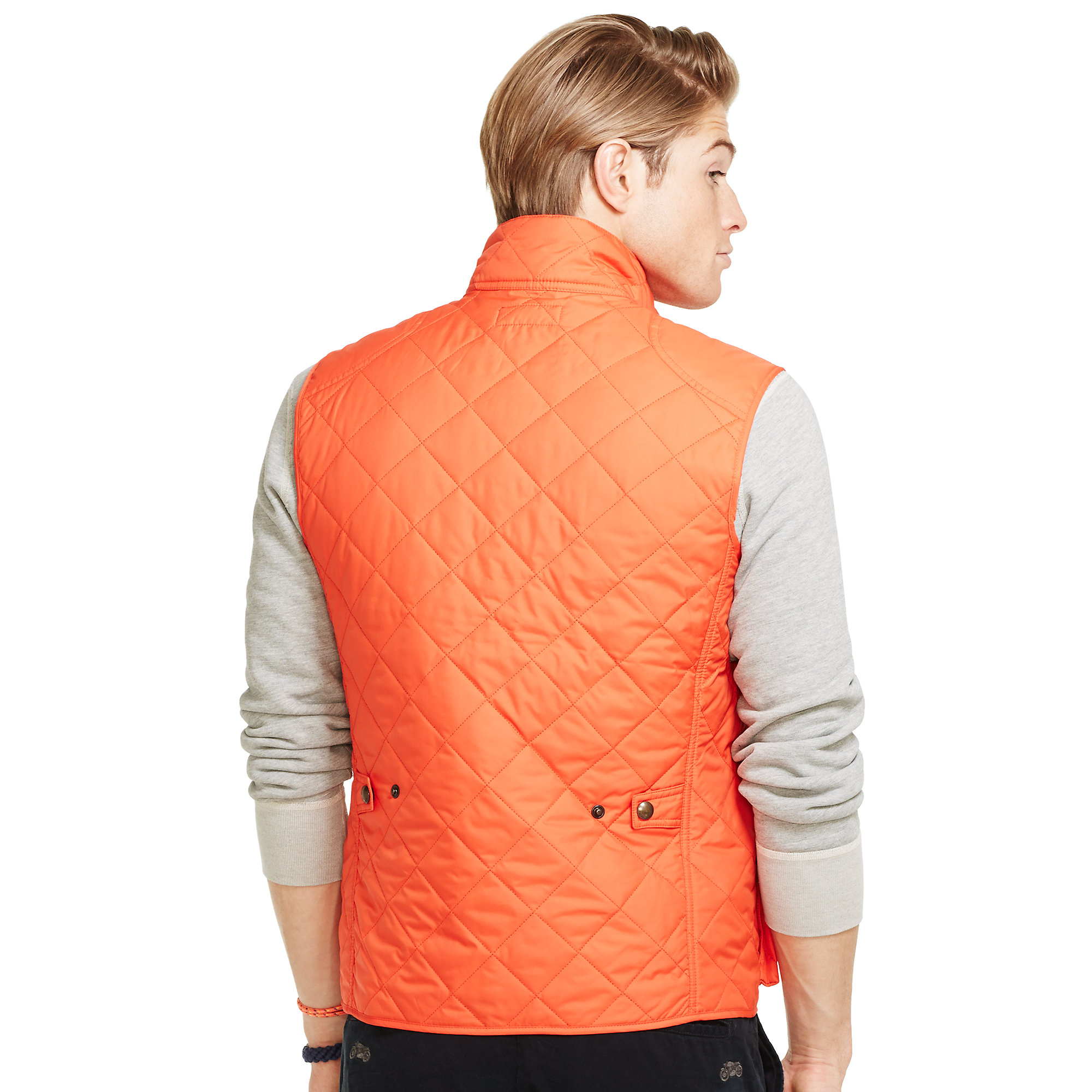 Polo Ralph Lauren Diamond-quilted Vest in Orange for Men - Lyst