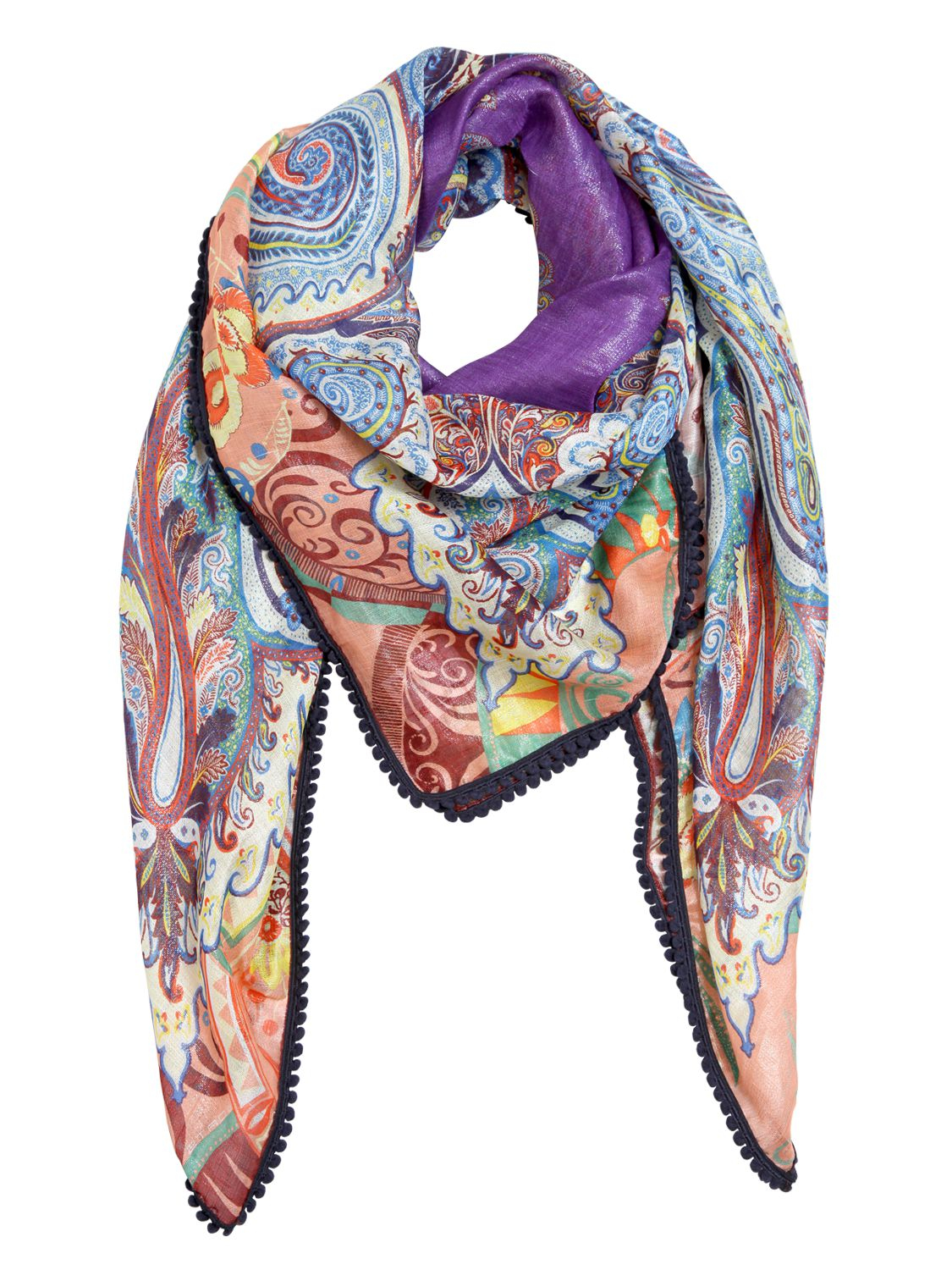 Etro Printed Cotton & Silk Blend Square Scarf in Purple for Men - Lyst