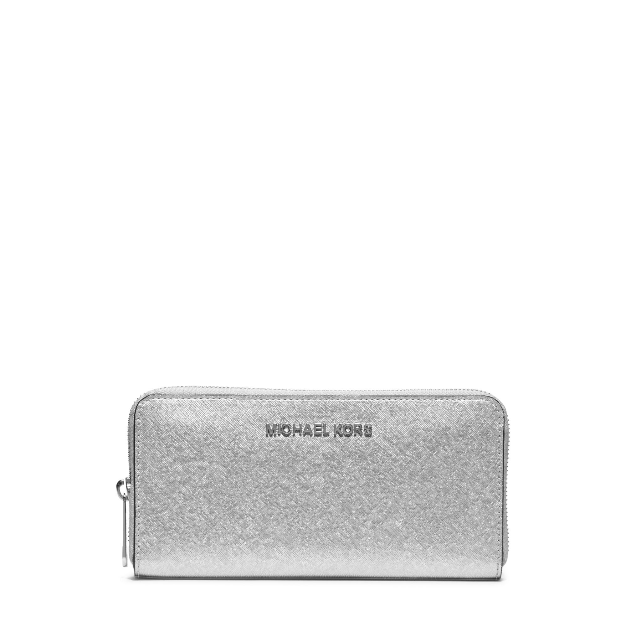 michael kors silver metallic wallet