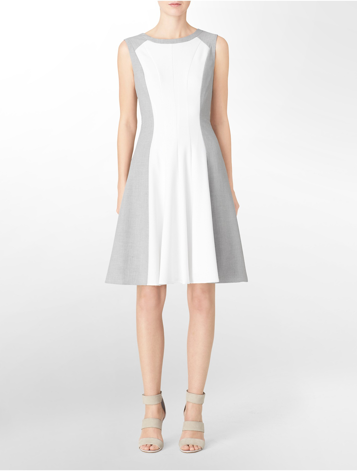 Calvin klein White Label Colorblock Fit + Flare Sleeveless Dress in