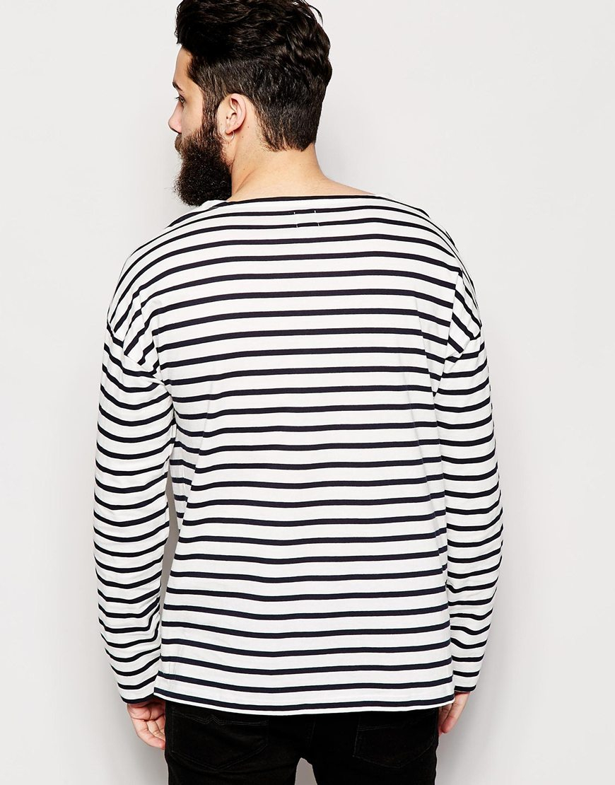 striped oversized long sleeve top