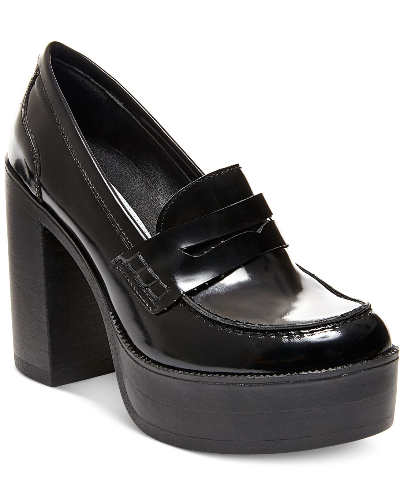 Steve Madden Women s Juniper Platform Penny Loafers in Black Lyst