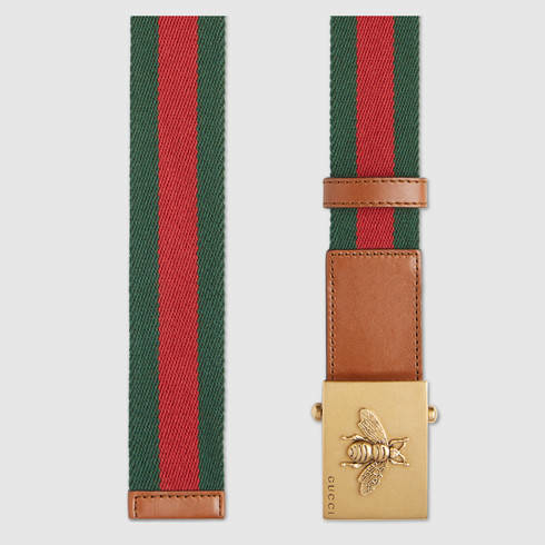 Gucci Canvas Web Belt With Bee Buckle in Green for Men | Lyst