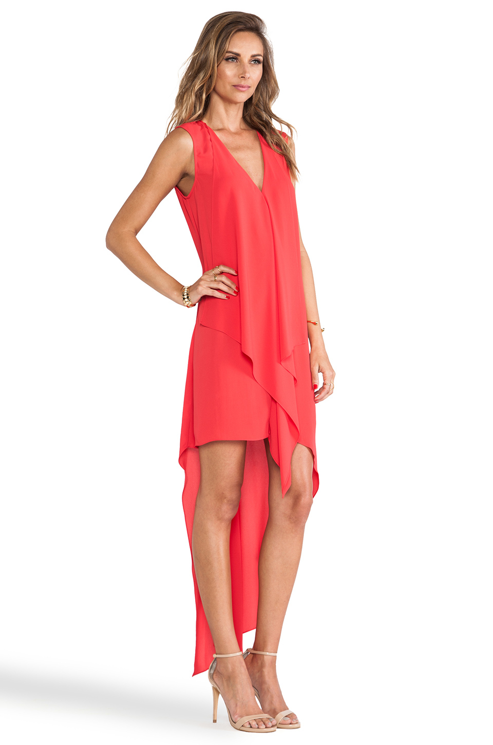 Lyst - Bcbgmaxazria Tara Ruffle Front Dress in Red