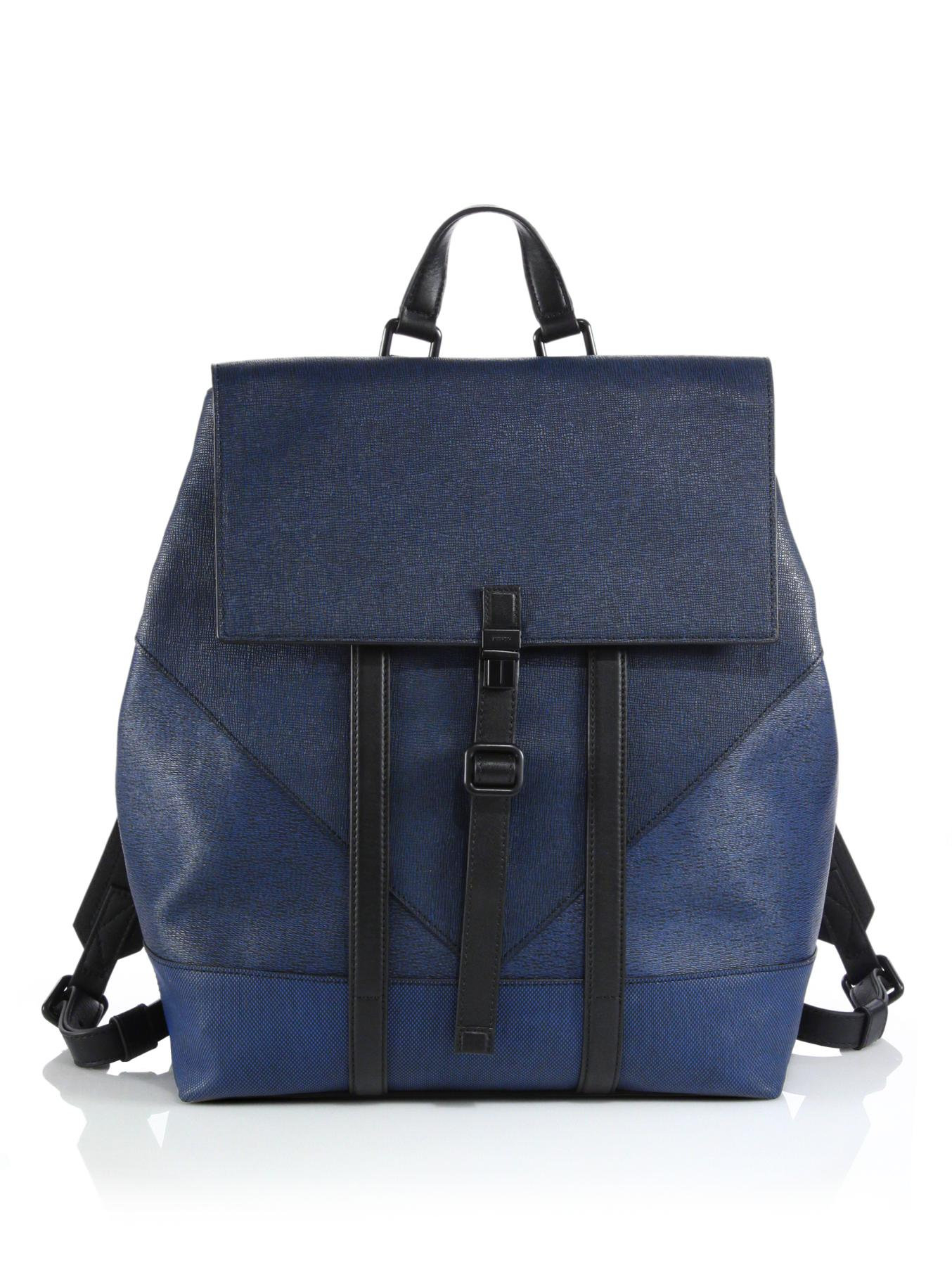 Kenzo Leather Backpack in Blue for Men Lyst