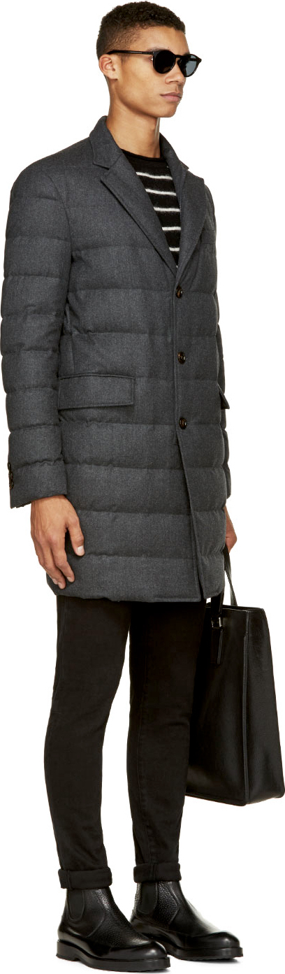 Moncler Grey Quilted Wool Mael Coat in Gray for Men - Lyst