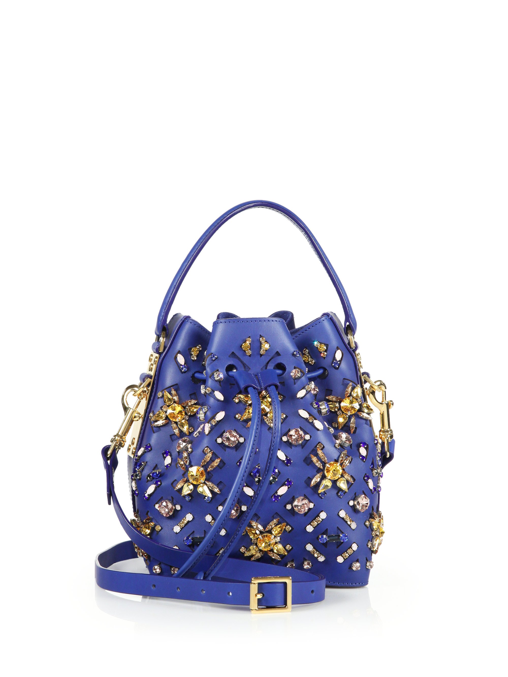 Sophie hulme Crystal-Embellished Small Drawstring Bucket Bag in ...