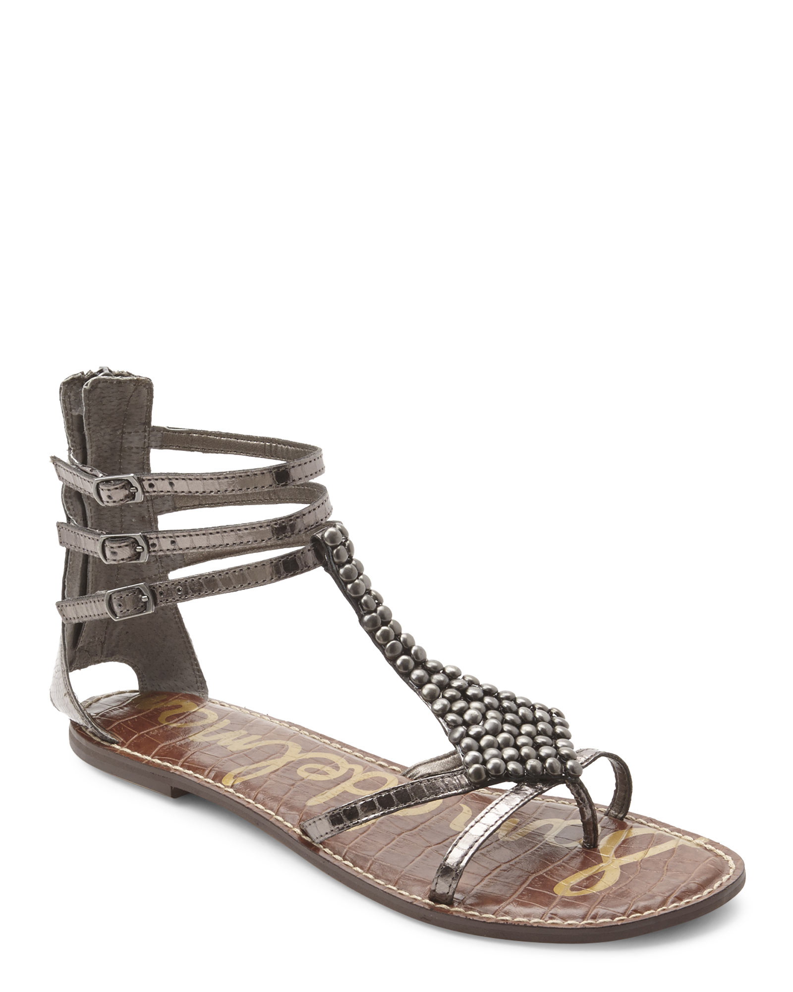 Lyst - Sam Edelman Pewter Ginger Embellished Gladiator Sandals in Metallic