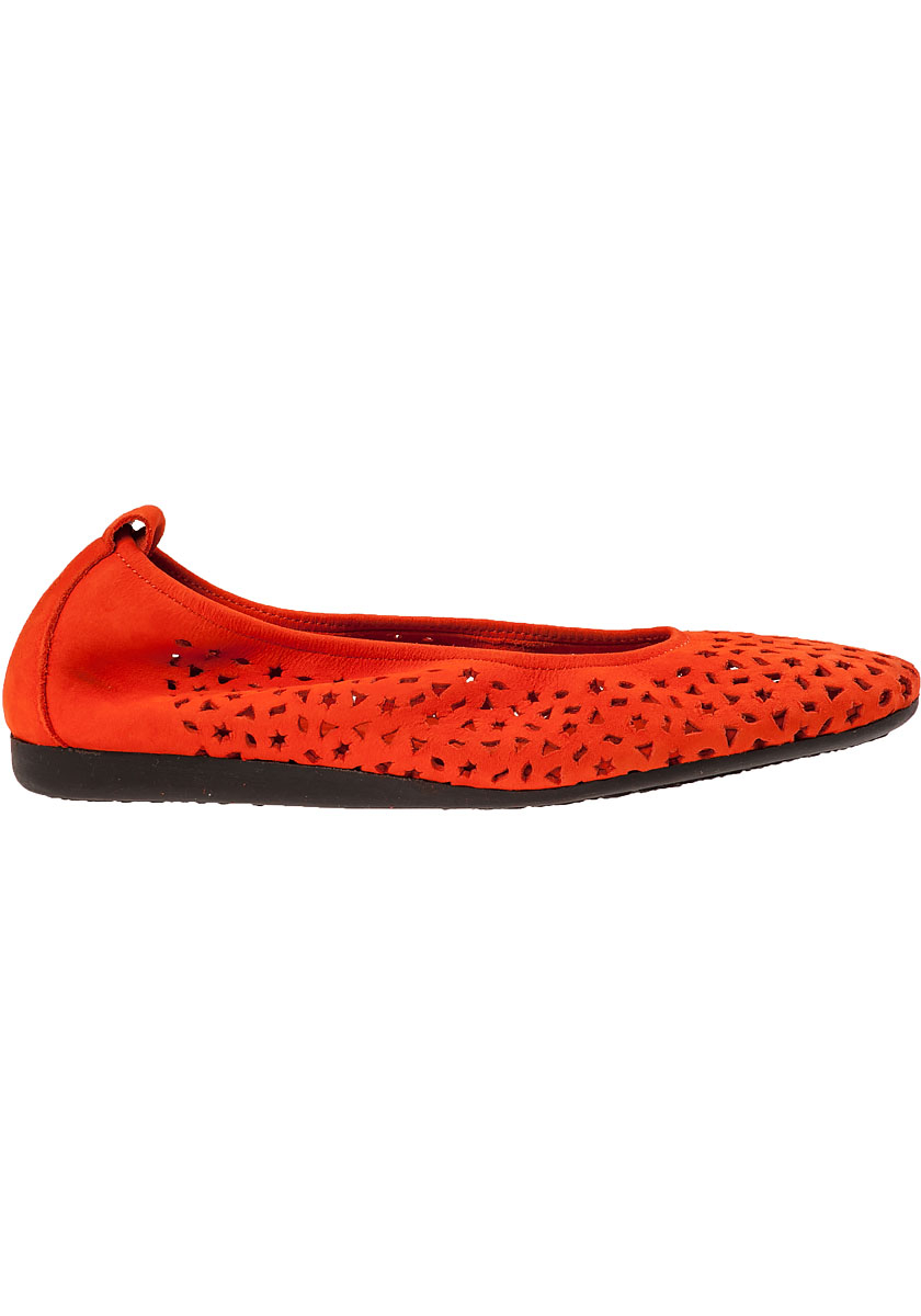 Arche Lilly Perforated-Suede Ballet Flats in Orange | Lyst
