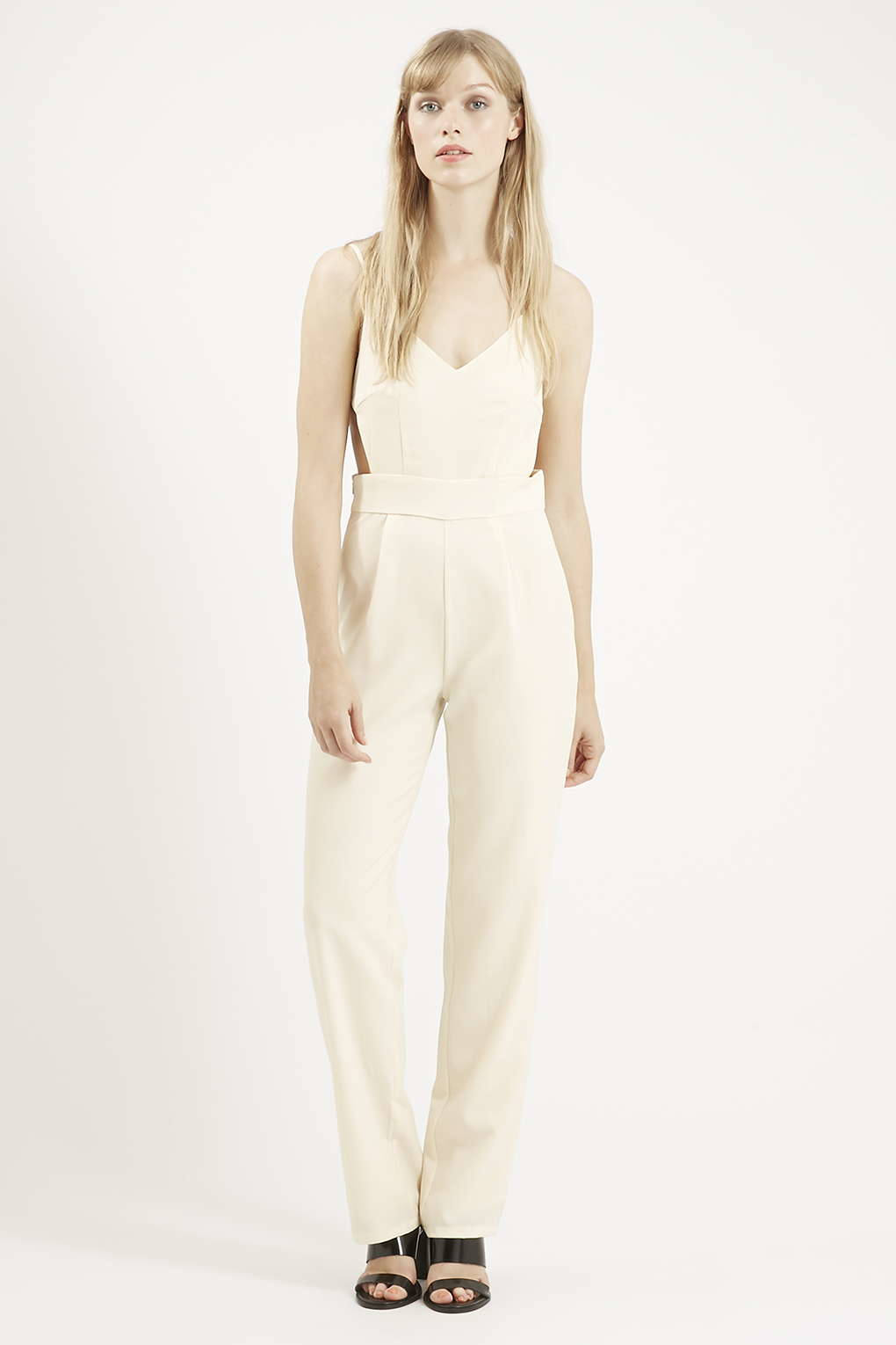 topshop cream jumpsuit