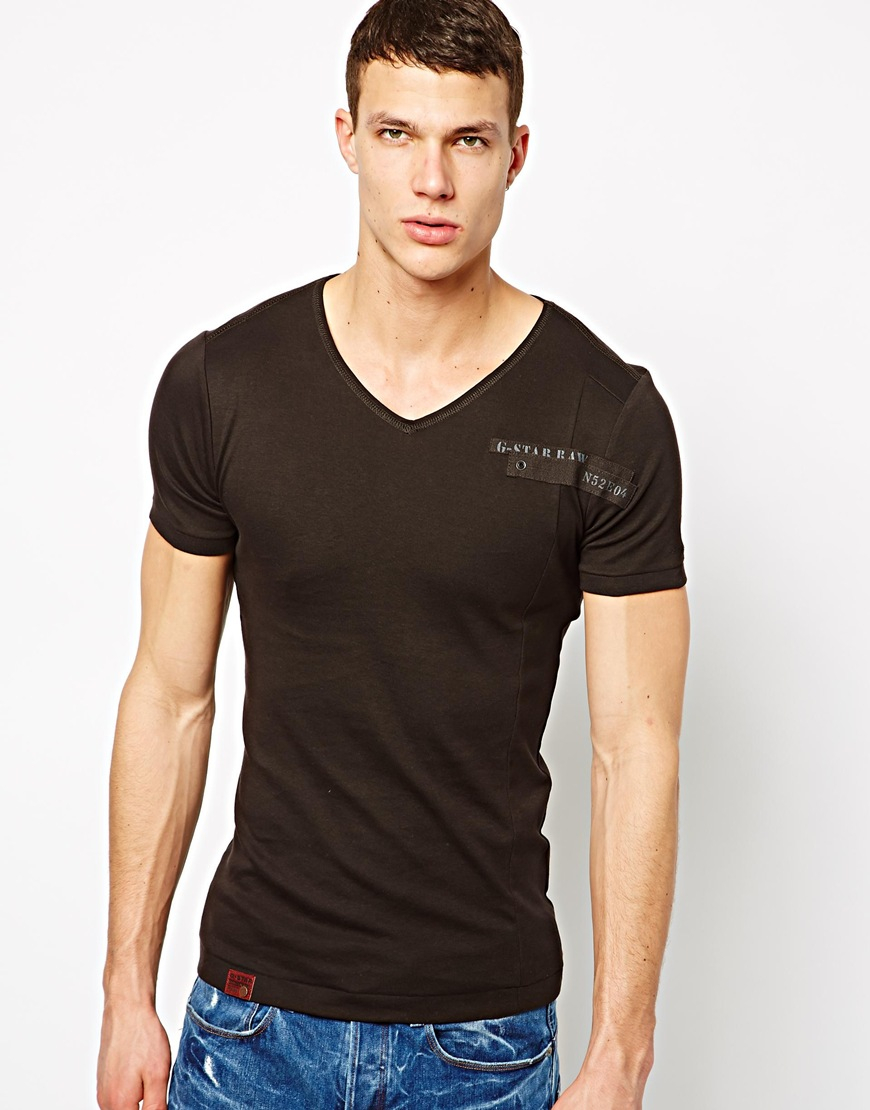 G-Star RAW G Star V-neck T-shirt in Black for Men - Lyst