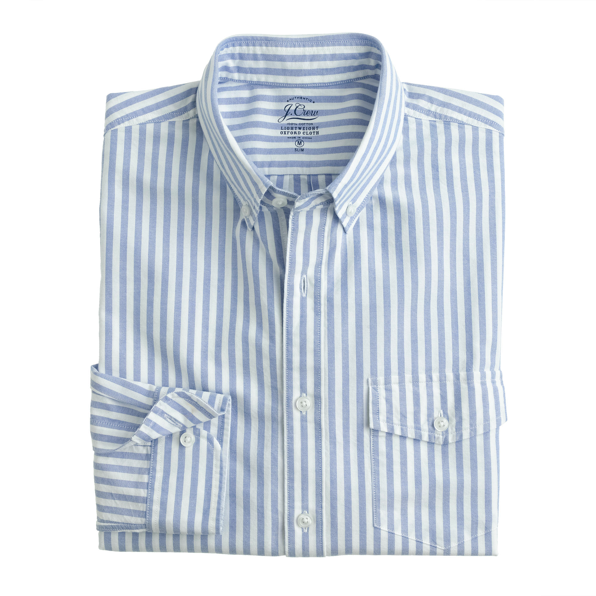 J.Crew Slim Lightweight Vintage Oxford Cloth Shirt In Periwinkle Stripe ...