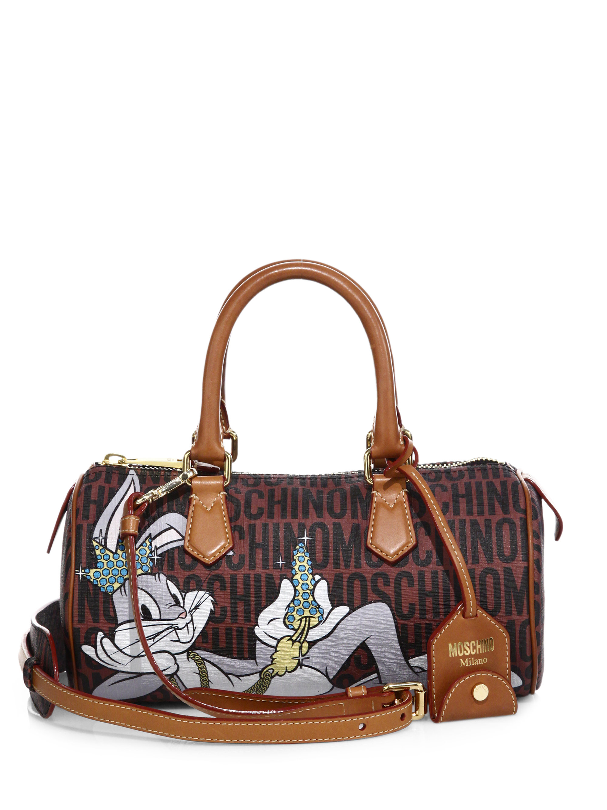 Moschino Looney Tunes Textured Faux Leather Duffel Bag in Brown | Lyst