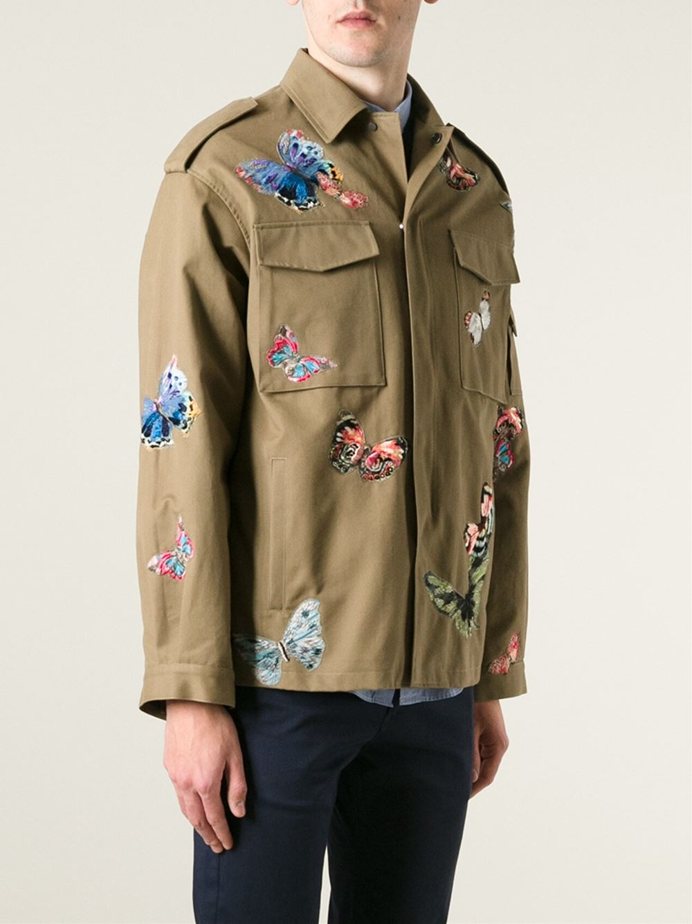 Lyst Valentino Stitched Butterfly Jacket in Green for Men