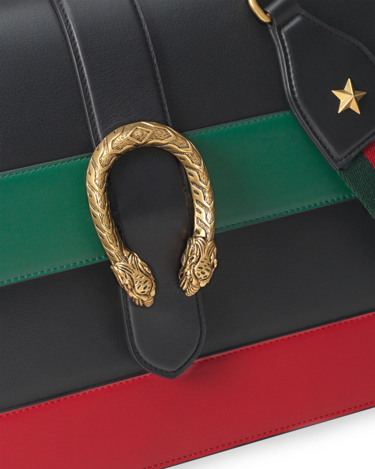 gucci bag black green red