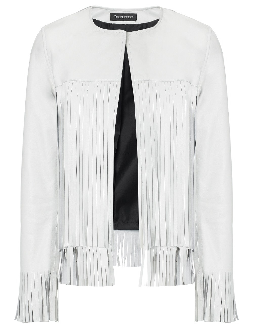 Theperfext White Leather Fringe April Jacket in White Lyst