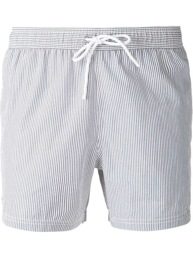 lacoste striped swim shorts