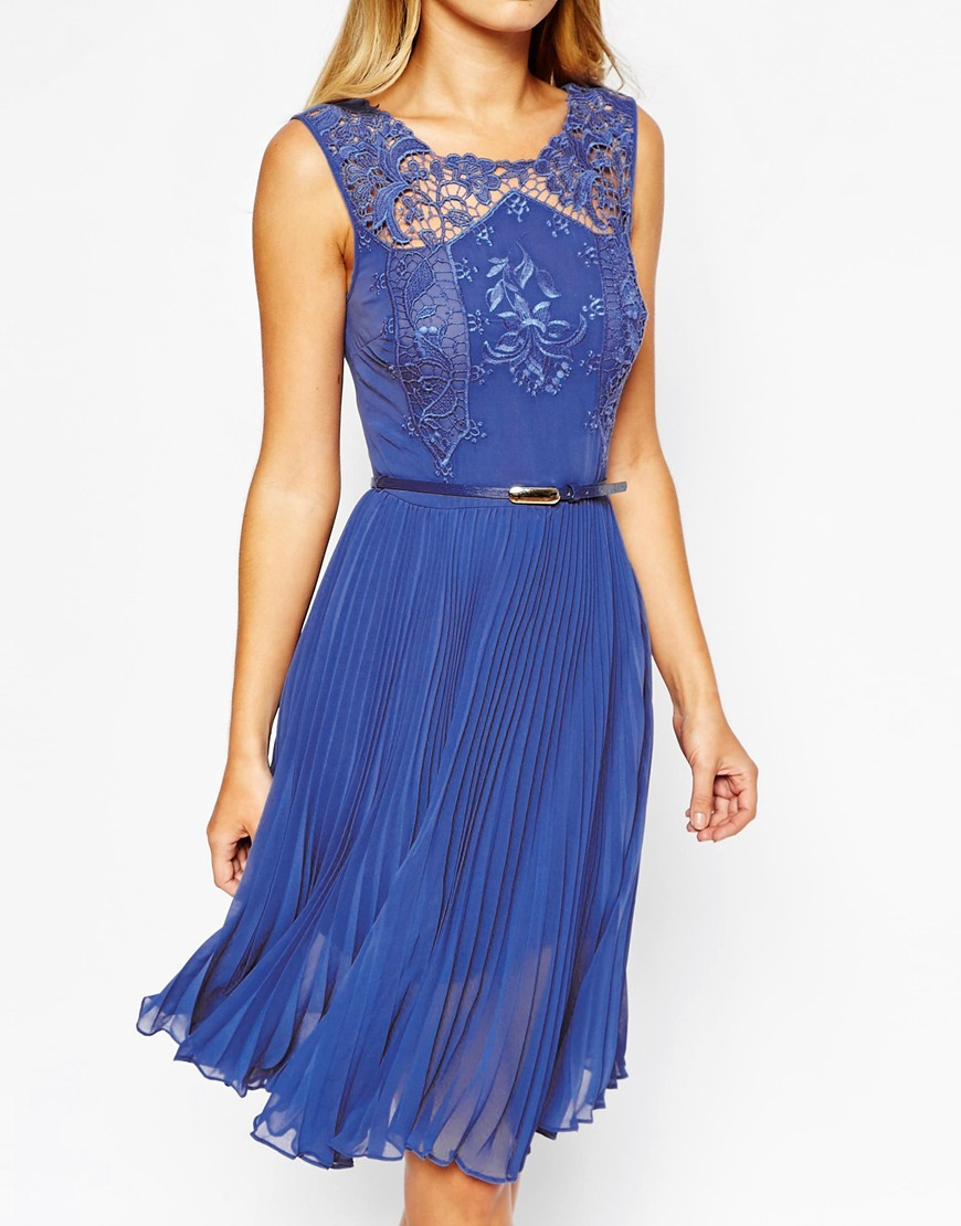  Oasis  Synthetic Embroidered Midi  Dress  in Blue Lyst