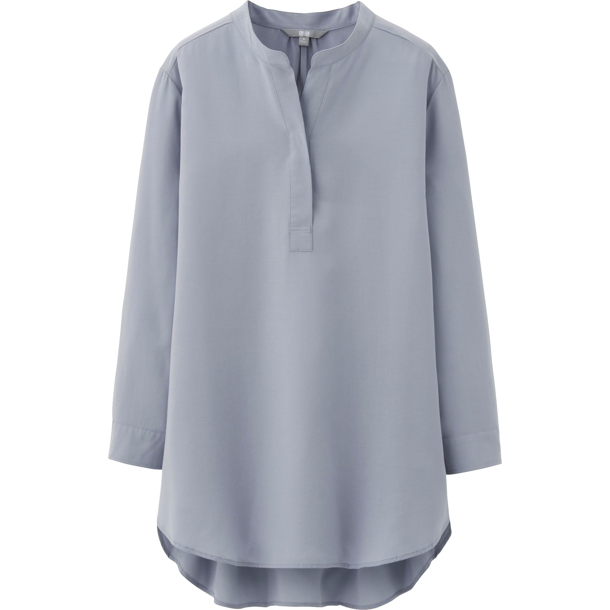 Uniqlo Rayon Stand Collar 34 Sleeve Blouse in Blue | Lyst