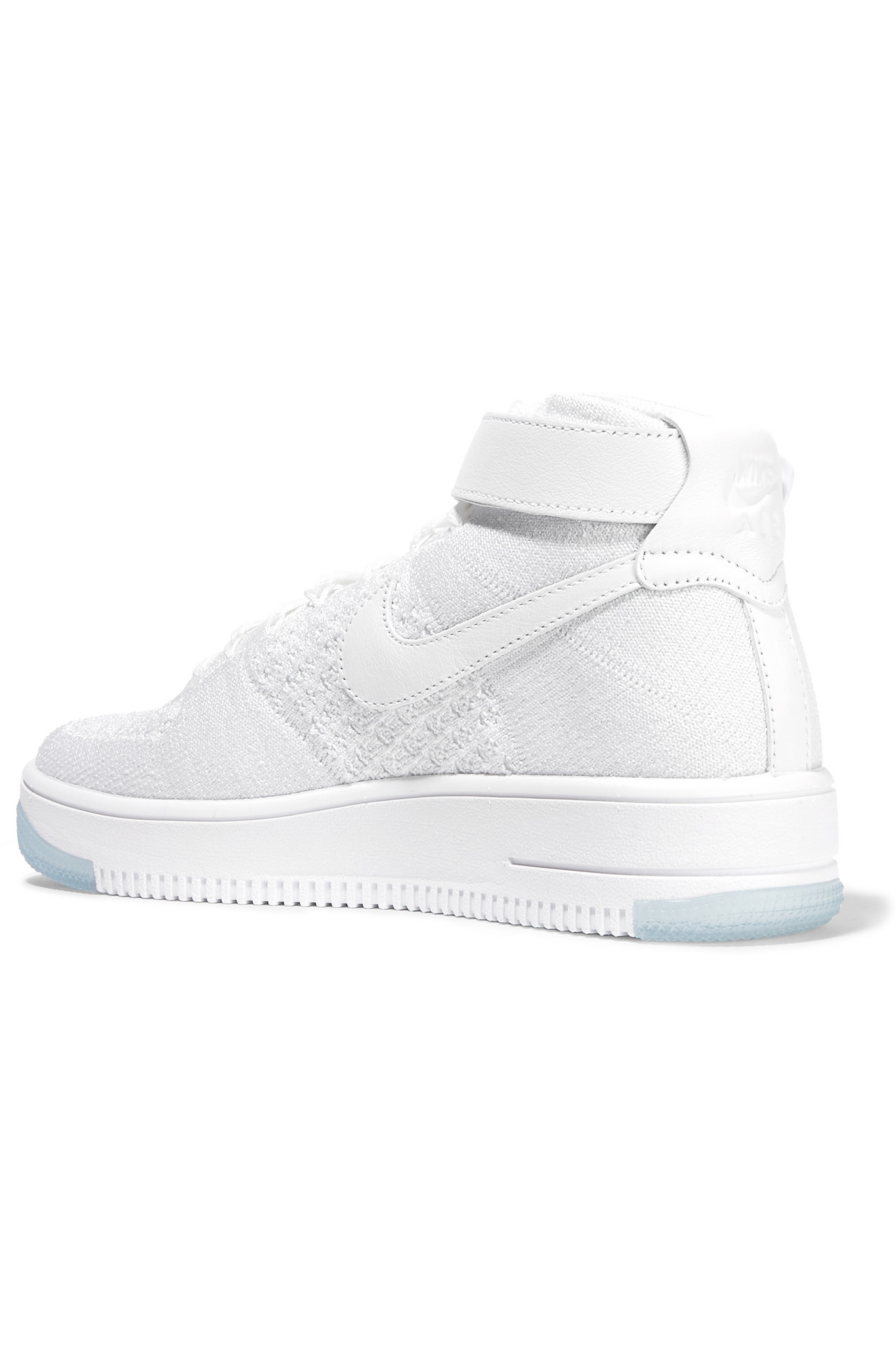 Nike Air Force 1 Flyknit Mesh And Textured-leather Sneakers in White | Lyst