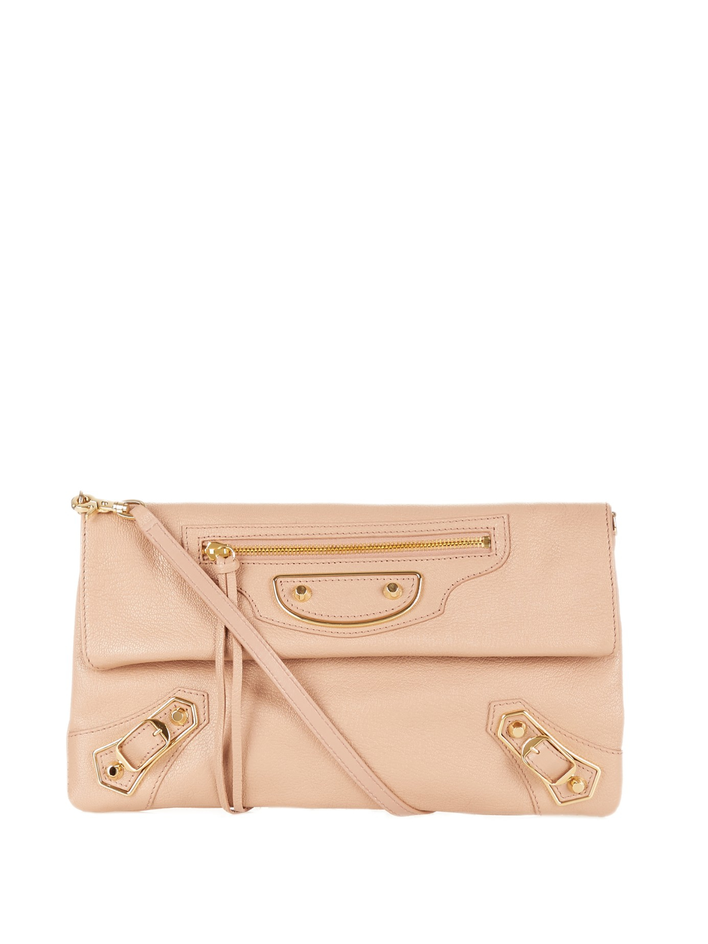 Balenciaga Classic Metallic-edge Leather Envelope Clutch in Light Pink  (Pink) - Lyst