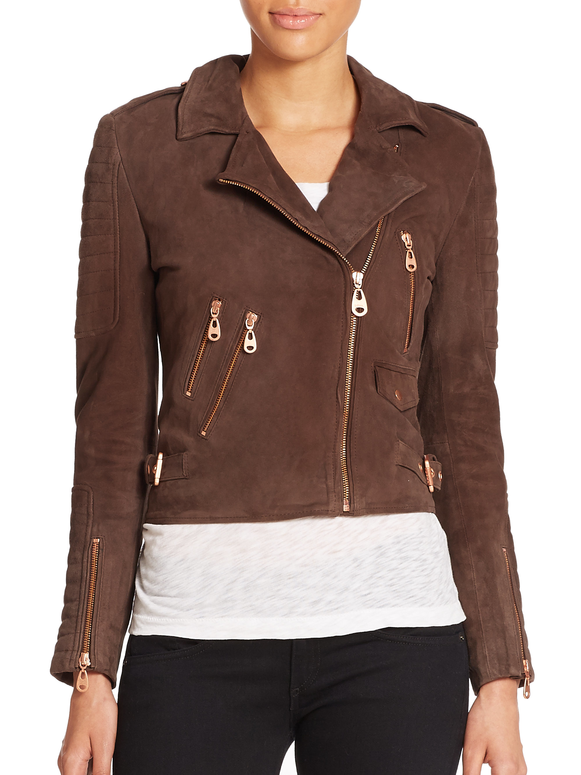 Lyst Doma Leather Suede Motorcycle Jacket in Brown