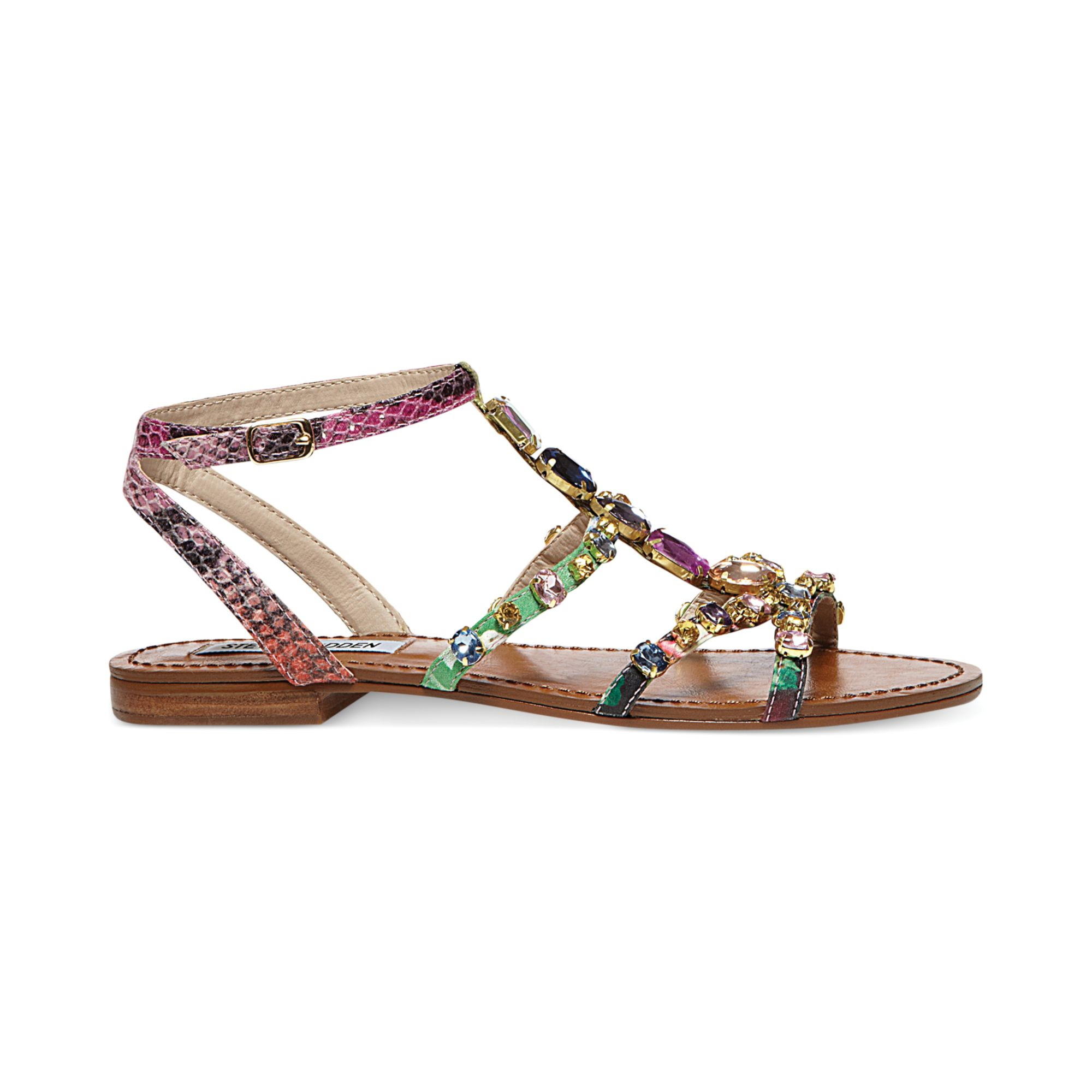 Steve Madden Womens Bjeweled Flat Sandals Lyst