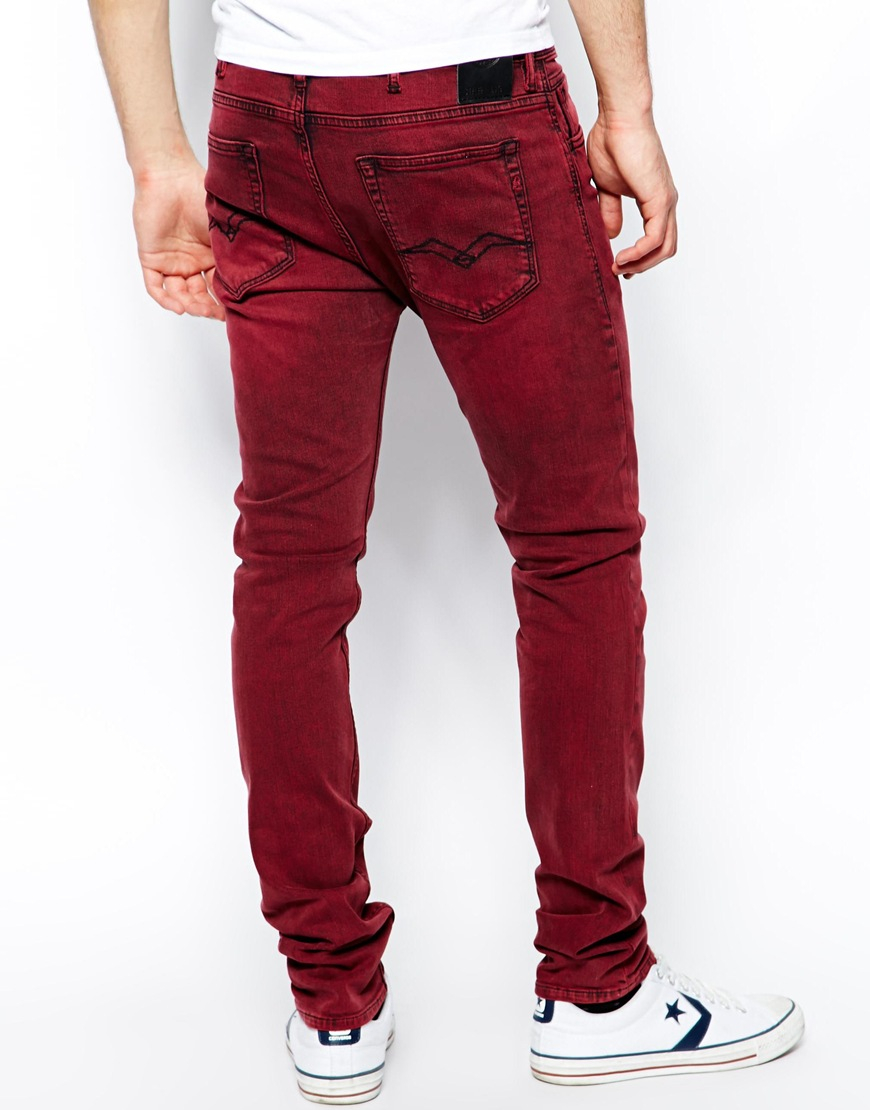Lyst - Replay Jeans Jondrill Skinny Fit Stretch Red Overdye in Red for Men