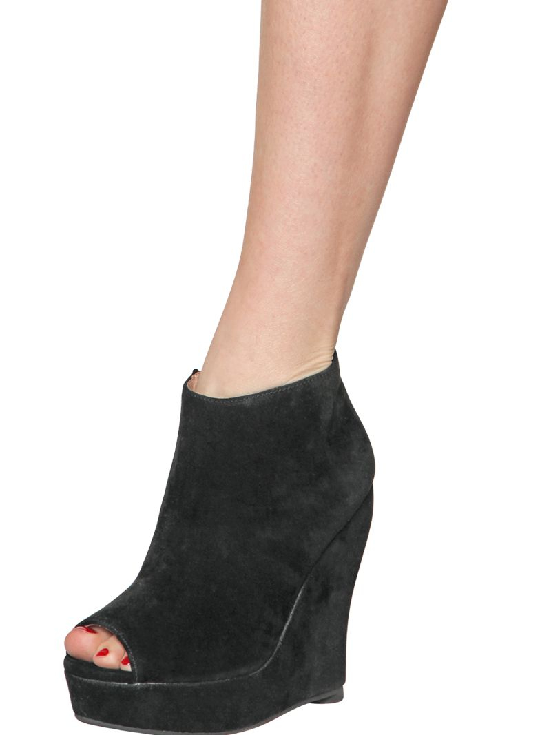 open toe wedge boots