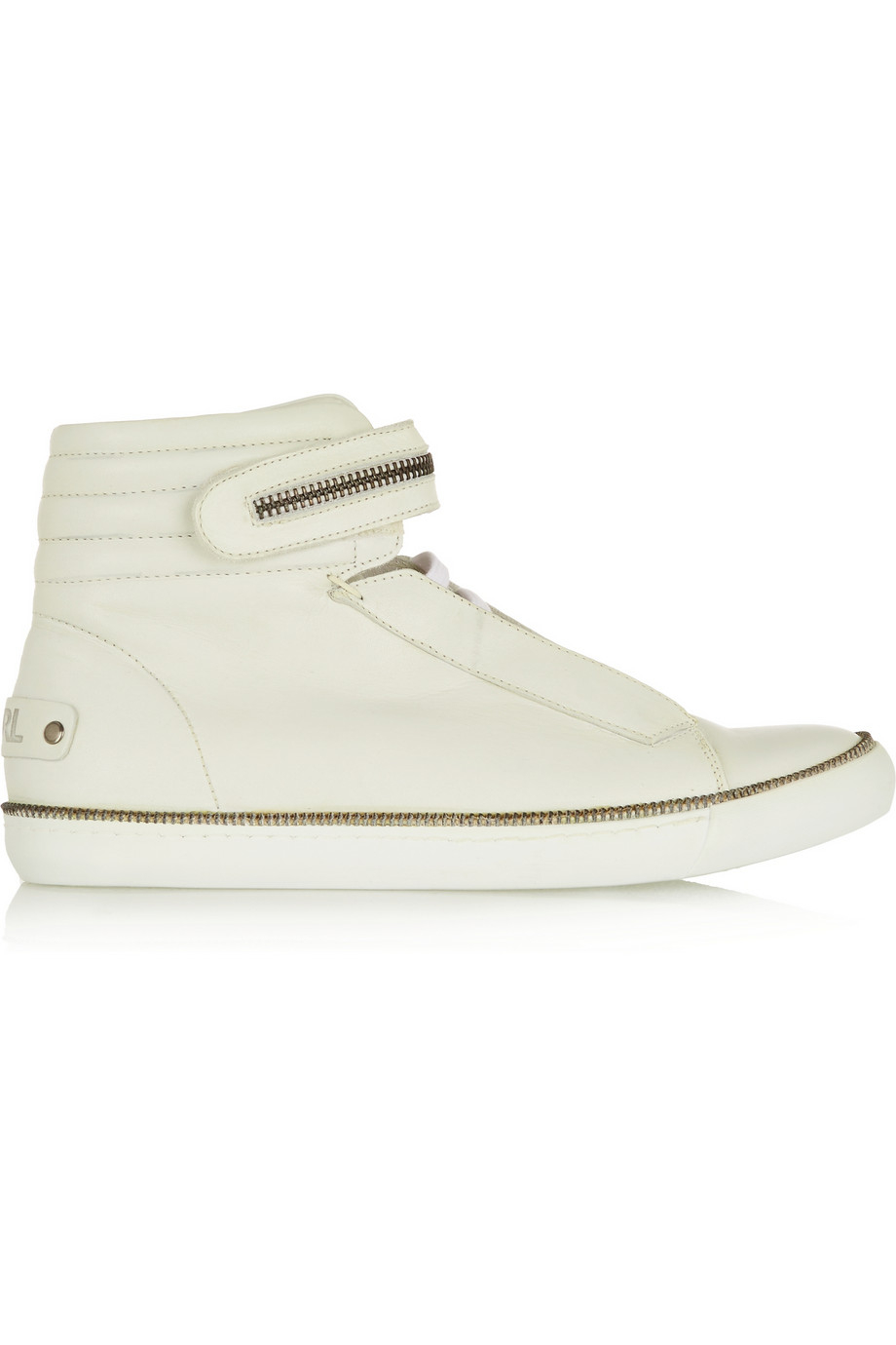 karl lagerfeld exclusive leather flatform trainers in white croc