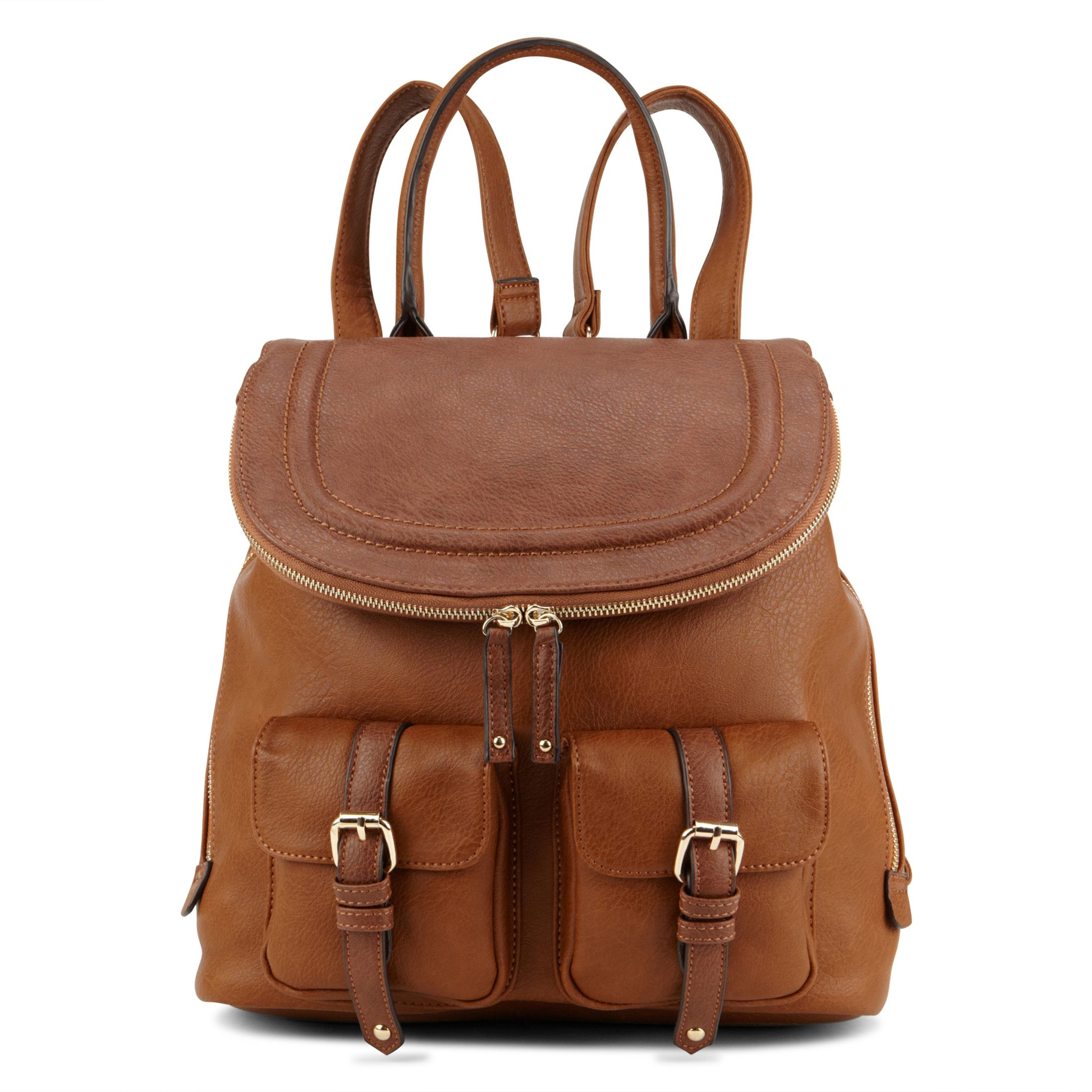 Aldo Botton Buckle And Stud Detail Backpack in Brown (Cognac) | Lyst