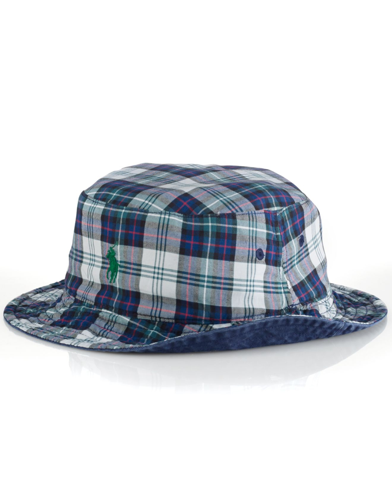 Polo Ralph Lauren Reversible Tartan Bucket Hat in Blue for Men | Lyst
