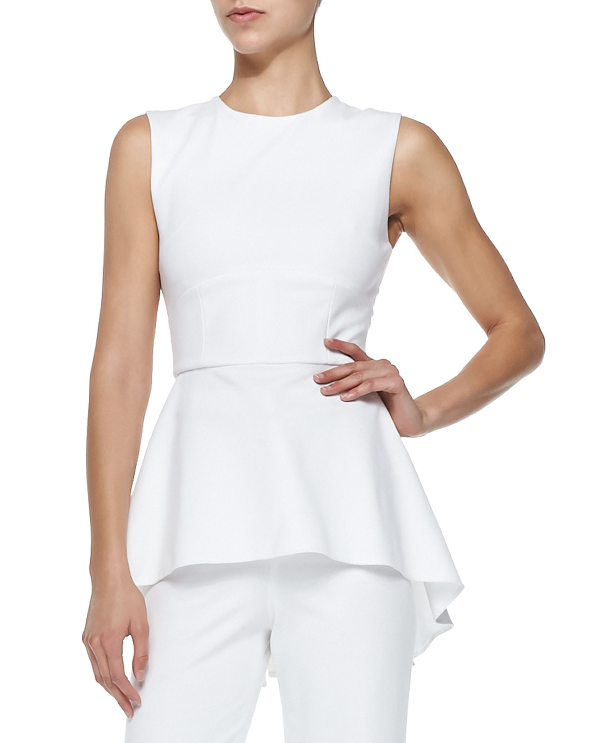 white high low peplum top