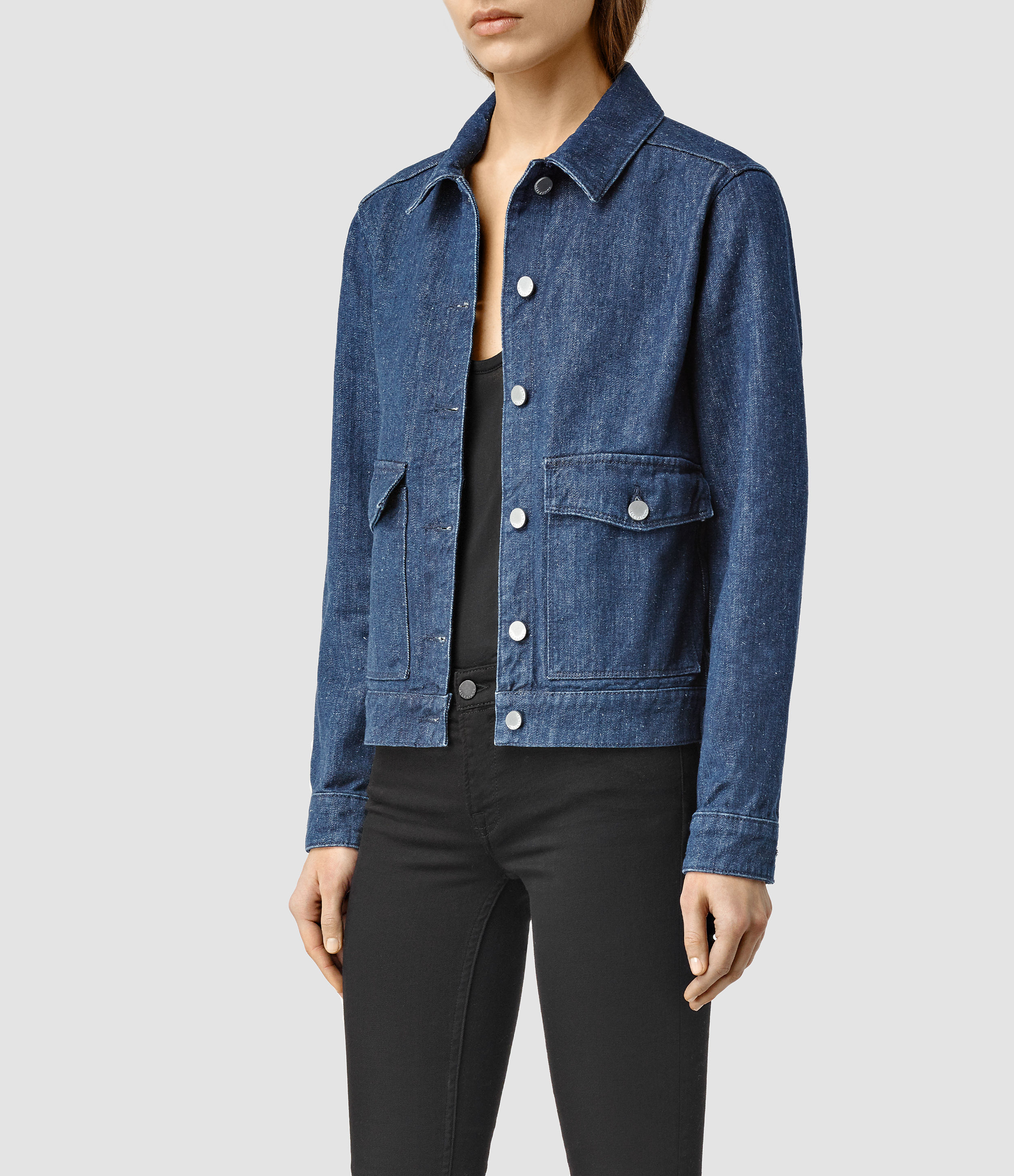 AllSaints Larissa Denim Jacket Usa Usa in Blue - Lyst