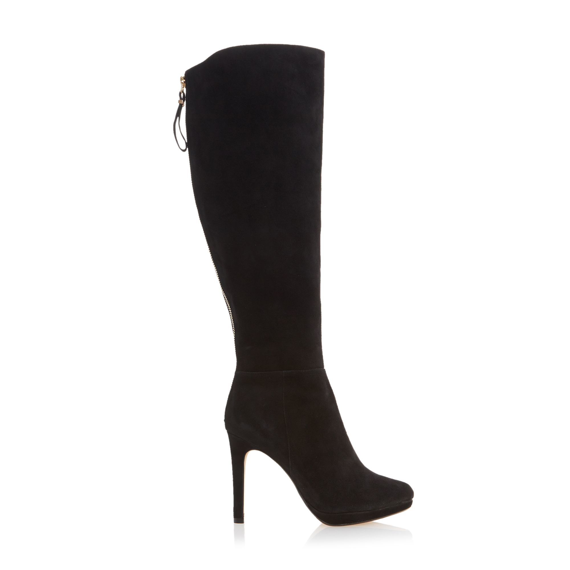 Dune Skyler Suede High Heel Knee High Boots in Black | Lyst