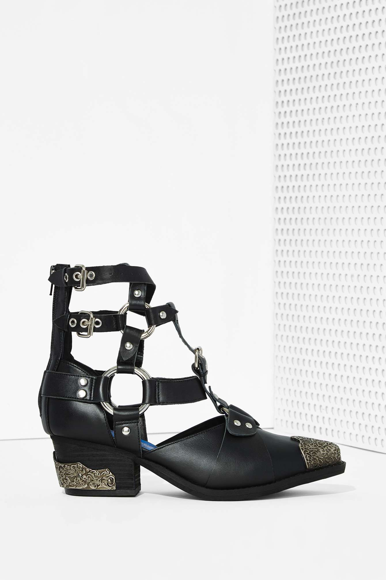Jeffrey Campbell Temeku D Ring Strap Toecap Leather Heeled Ankle Boots in  Black | Lyst