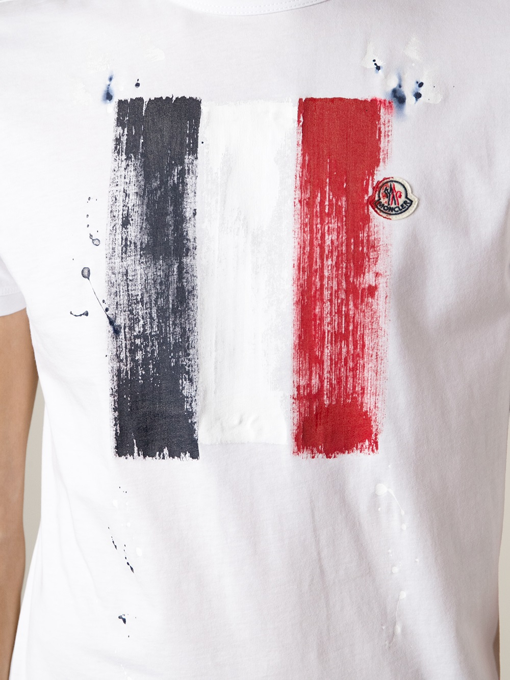 Moncler Flag Print Tshirt in White for Men | Lyst