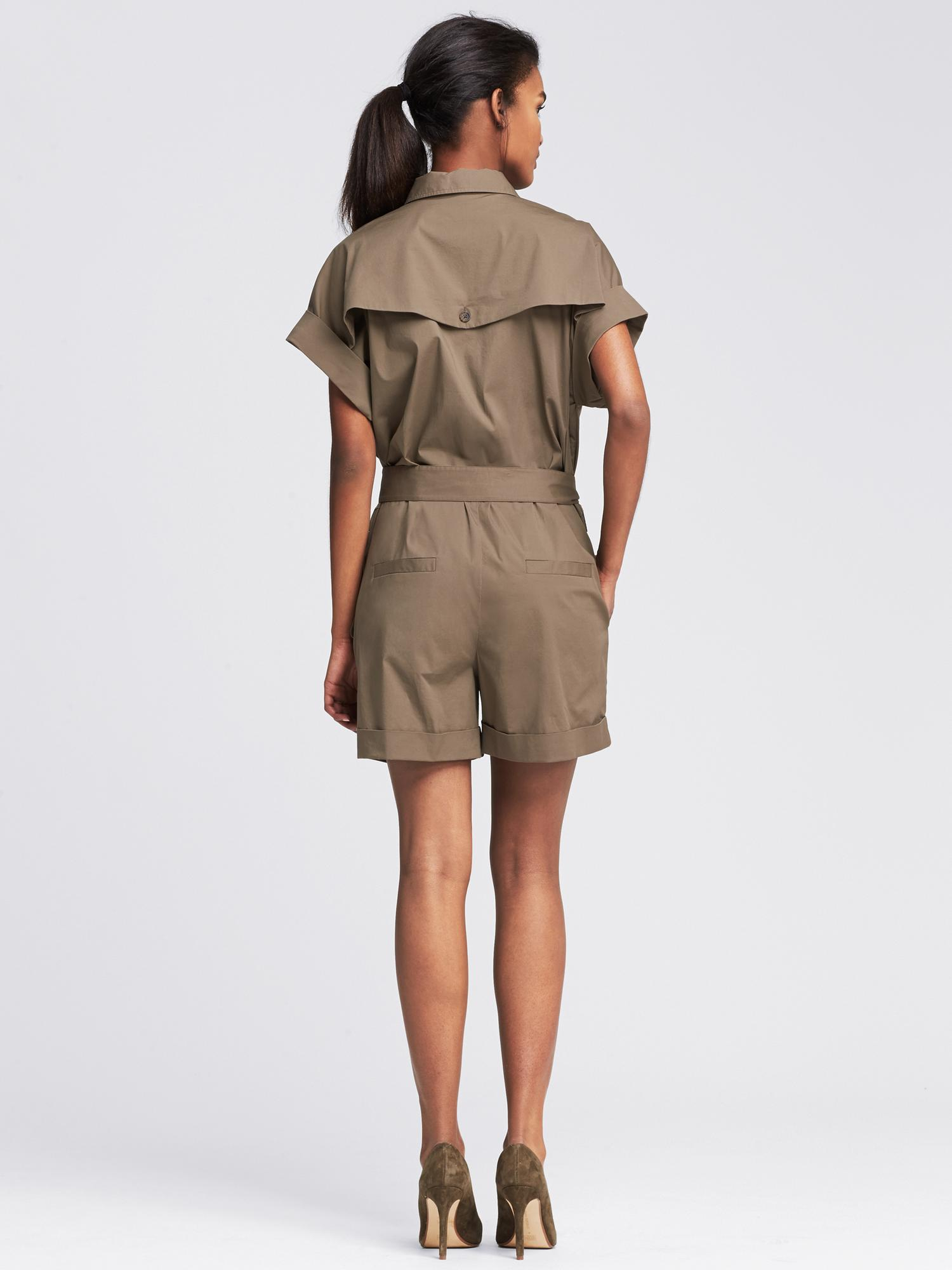 Banana republic Heritage Utility Romper in Green (Tigers eye green) | Lyst