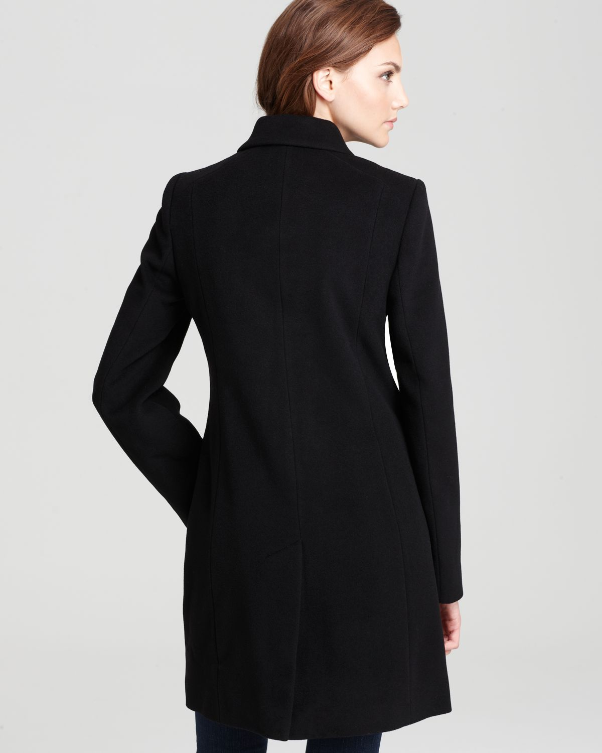 DKNY Reefer Coat in Black Lyst