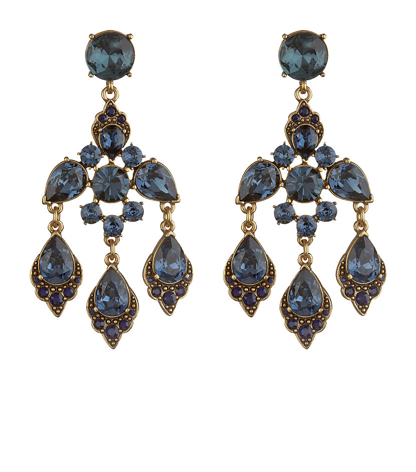 Oscar de la renta Crystal Chandelier Earrings in Blue | Lyst