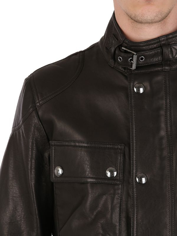 Belstaff Circuit Pocket Belted Leather Jacket in Black for Men - Lyst